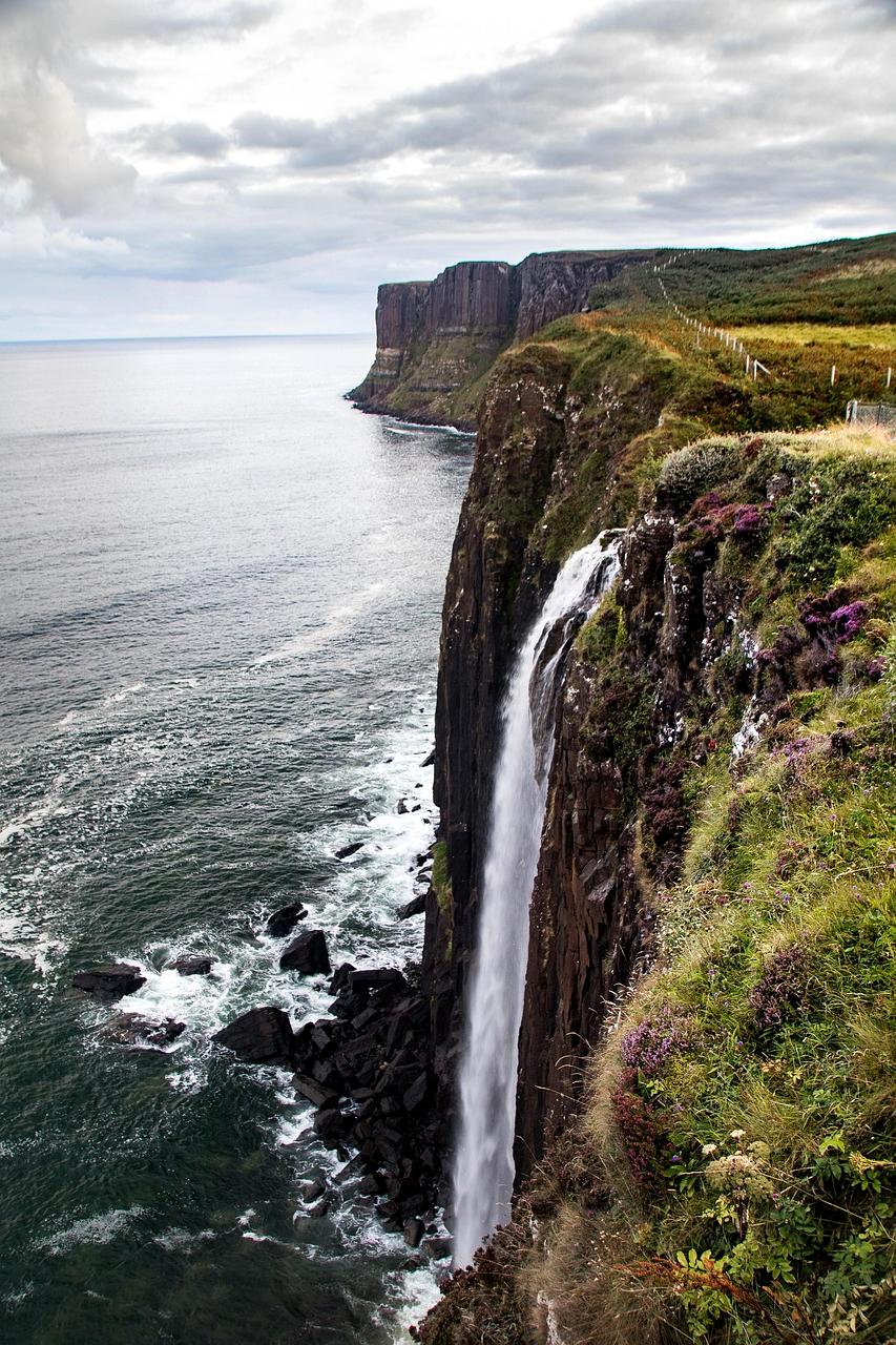 Footpath along cliffs overlooking ocean waves